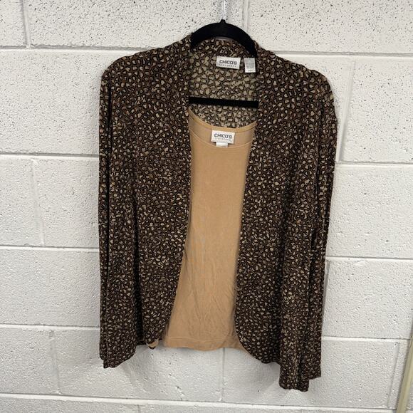 Chicos Travelers 3 XL 2 Piece Top Set Slinky Liquid Knit Office Classic USA Made - Picture 1 of 16